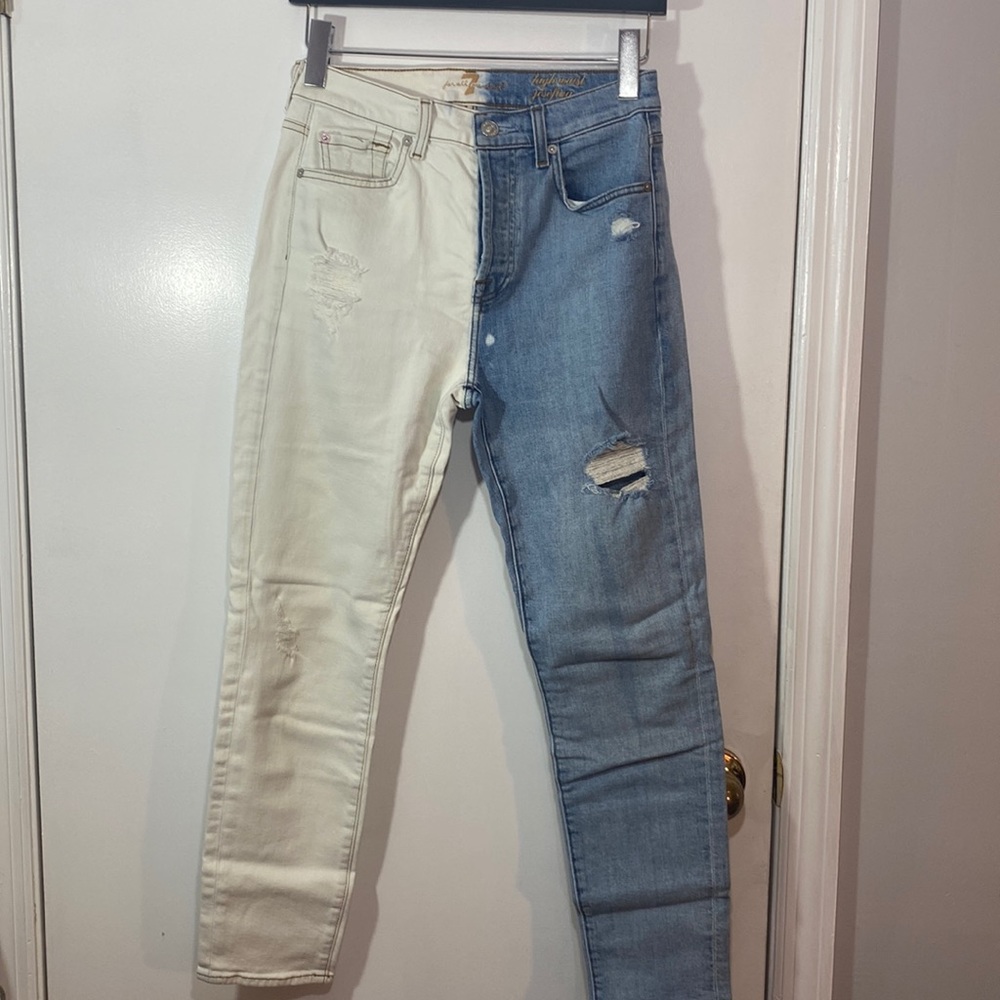 7 For All Mankind Josefina color block distressed jeans high waisted size 25
